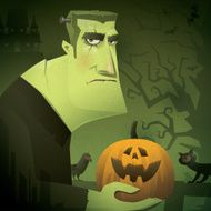 frankenstein with pumpkin