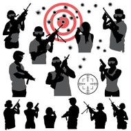 people silhouettes with guns