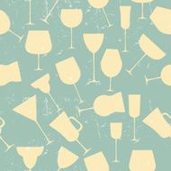 Grunge Retro Seamless background pattern of retro alcoholic gla