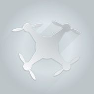 Flat silhouette vector icon for gray quadrocopter