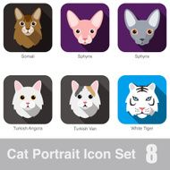 Cat breed face cartoon flat icon series N3