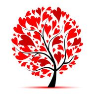 Valentine tree for your design heart shape leaves N2