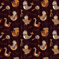 Cartoon jazz orchestra concept wallpaper Birds sing and dancing