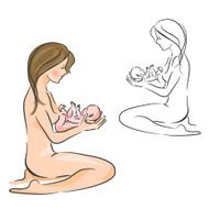 motherhood a sketch of mother and baby N2