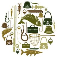 Fishing-themed set of vector icons