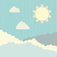 Sky with clouds and sun Vector illustration