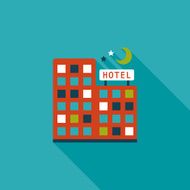 Hotel flat icon with long shadow N25