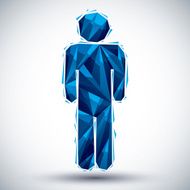 Blue man geometric icon made in 3d modern style