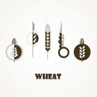wheat ear icon set