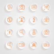 Camera icons and menu Icons button shadows vecto