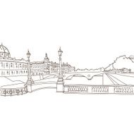 Paris city hand drawn vector illustration N3