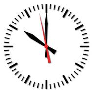 Clock showing time with shadow