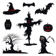Black color halloween design elements