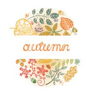 Autumn composition Leaf branches berries acorn N2