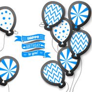 Happy birthday retro postcard with balloons Vector N2