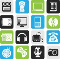 Silhouette multimedia and technology icons N2