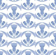 Light Blue Scottish Thistle Wavy Repeating Pattern