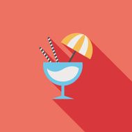 cocktail flat icon with long shadow N3