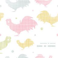Abstract textile roosters frame corner pattern background