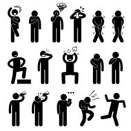 Human Action Poses Postures Stick Figure Pictogram Icons N2