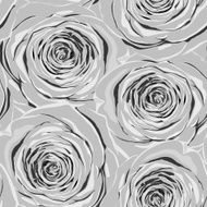 Beautiful monochrome black and white seamless background with gray roses N2