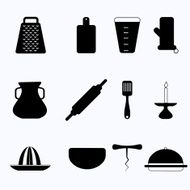 Black vector icons for kitchenware