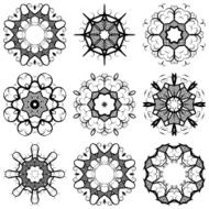 Round floral pattern Vector set 3