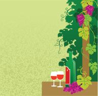 Decoration With Wine Glasses Bottle and Grapes