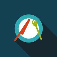 dishware and cutlery flat icon with long shadow N2
