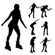 Vector silhouette of a woman on roller skates N5