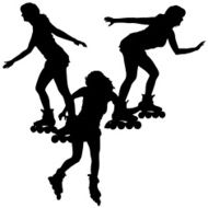 Vector silhouette of a woman on roller skates N6