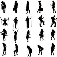 Vector silhouettes of different people N95