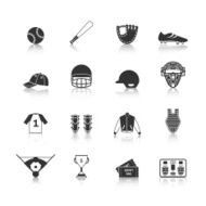 Baseball Icons Set Black N2