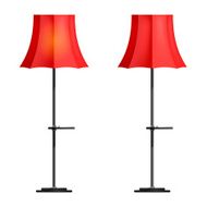Red floor lamp on a white background