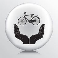 Round Icon With Two Hands Cupping a Five Speed Bicycle N2