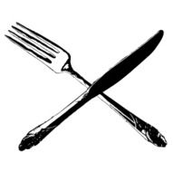 Fork and knife crossed in an X formation