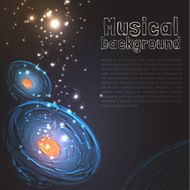 Vintage Musical Background with Speakers Particles and Text Vector Illustration