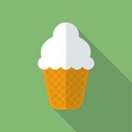 Ice cream icon Modern Flat style with a long shadow