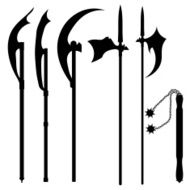 Set of silhouettes halberds