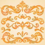 Vector set of scrolls and vignettes in Victorian style N2