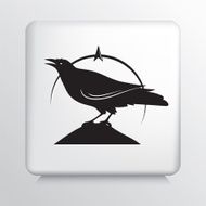 Square Icon With Raven On Hill And North Arrow