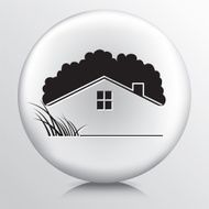 Round Icon With Green House Grass Landscaping Symbol N2