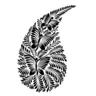 decorative silhouette of a floral paisley N14