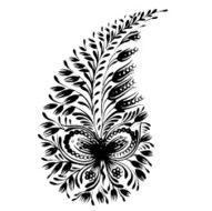 decorative silhouette of a floral paisley N15