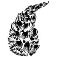 decorative silhouette of a floral paisley N16