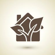 ecology flat icon with house and plant elements