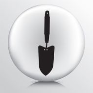 Round Icon with Black Hand Garden Trough Silhouette