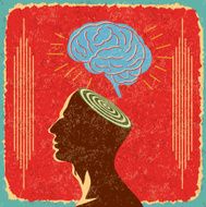 retro idea with human brain
