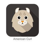 American Curl Cat Cat breed face cartoon flat icon design