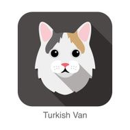 Turkish Van Cat Cat breed face cartoon flat icon design